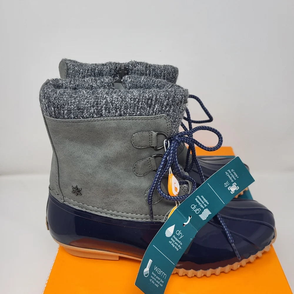 Womens Sporto Lilia Duck‎ Waterproof Boots Blue Grey Size 8 Lace Up New